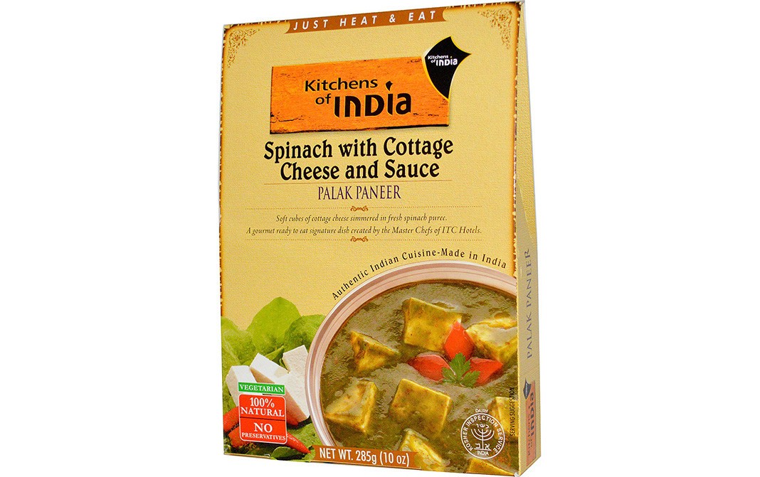 Kitchens Of India Spinach with Cottage Cheese and Sauce Palak Paneer   Box  285 grams